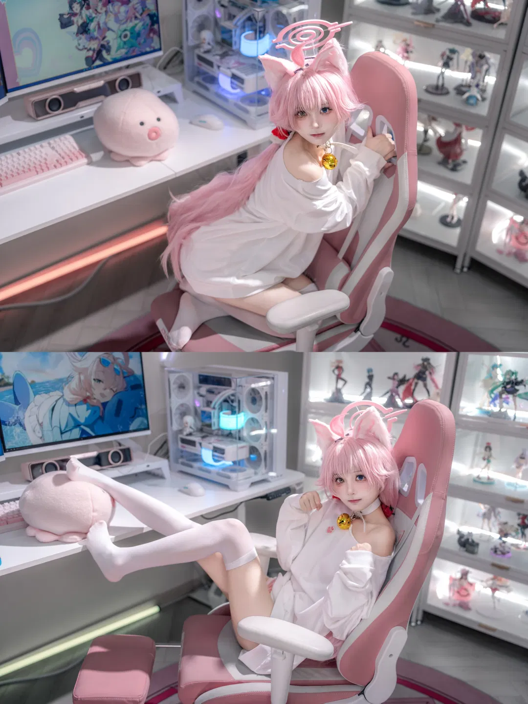 【小鸟游星野cos】蔚蓝档案猫猫前辈的电竞慵懒时间 - 第 2 张
