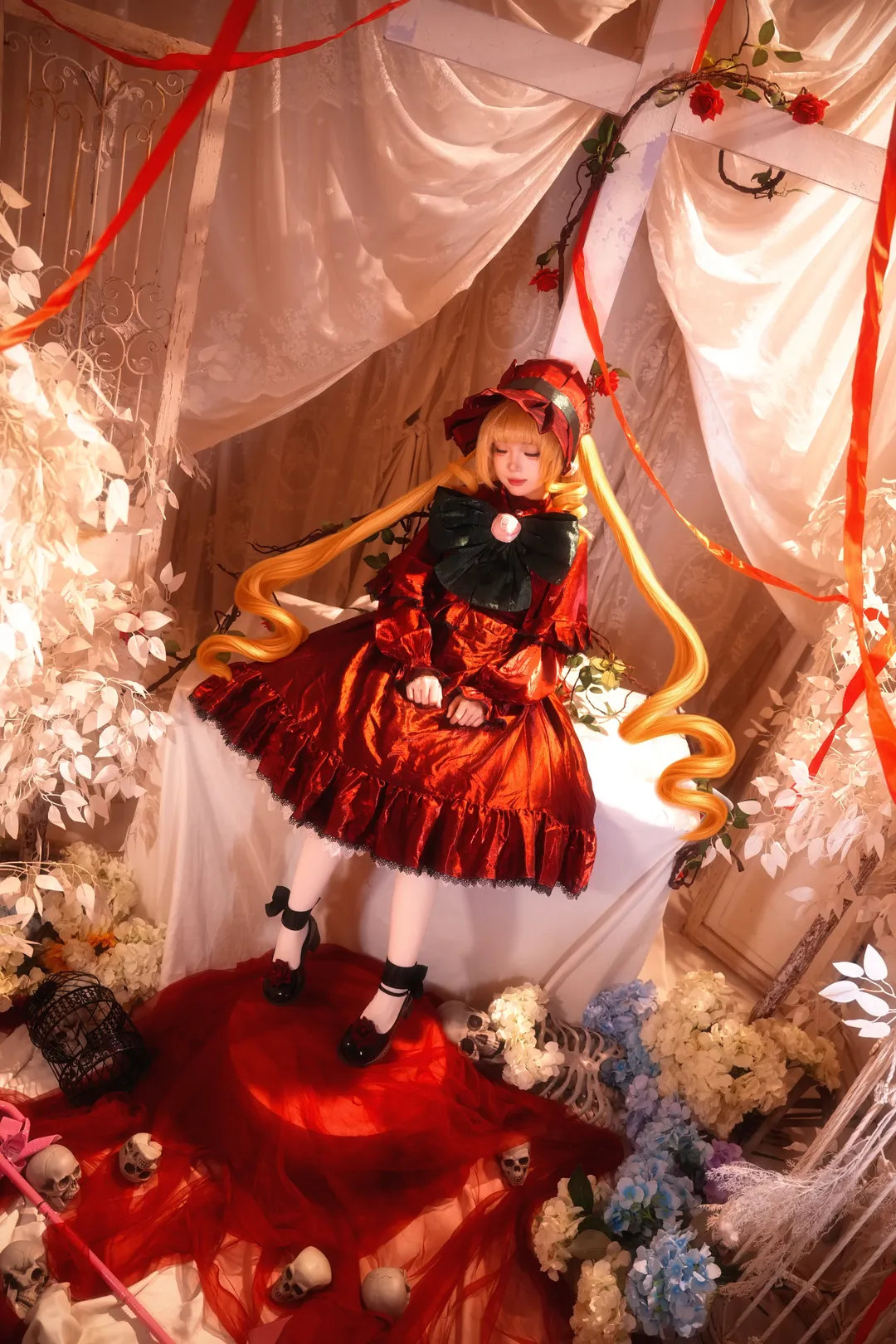 【真红cos】蔷薇少女，红黑哥特与十字架的暗黑童话 - 第 3 张