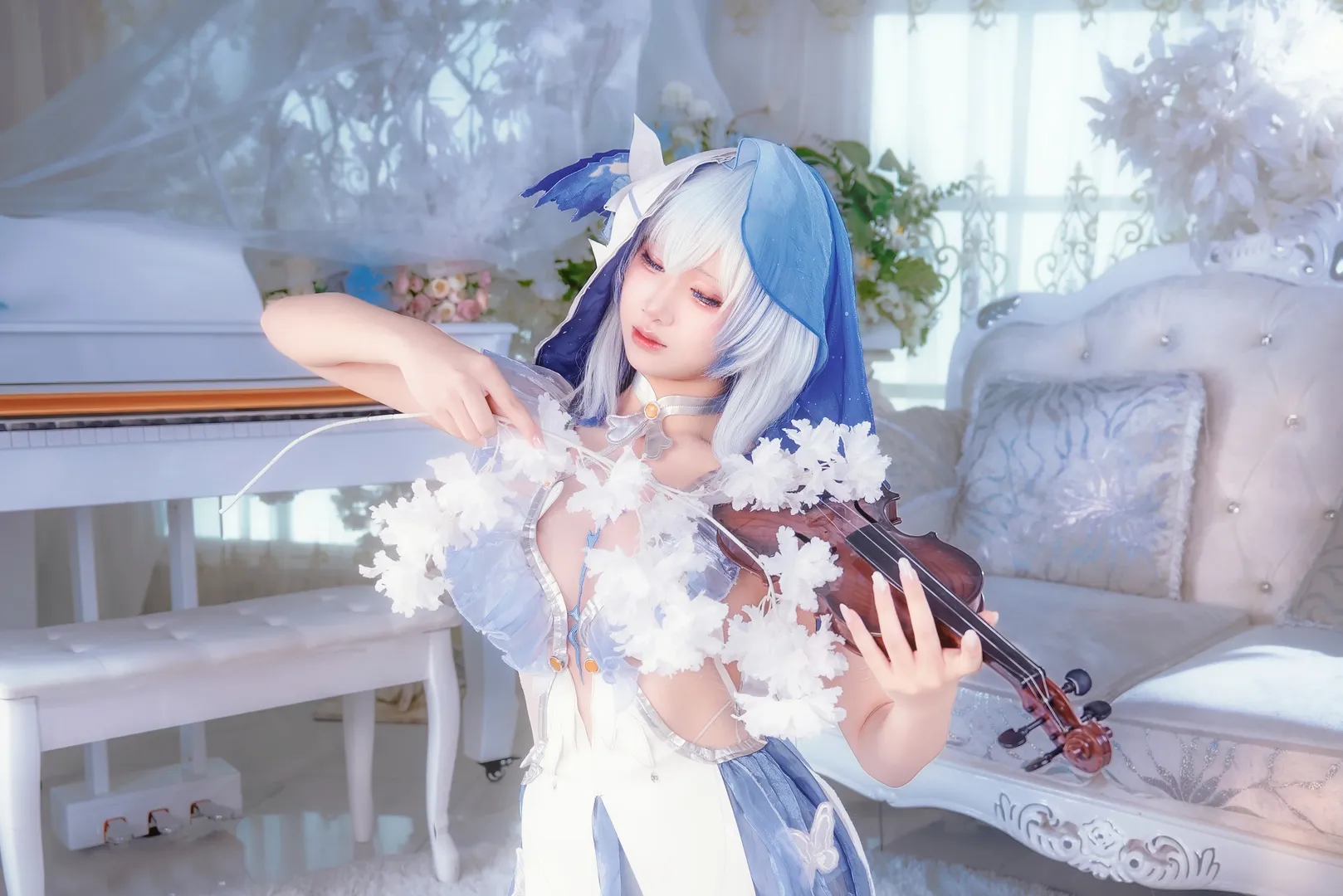 【守岸人cos】鳴潮藍色治癒系，琴鍵與琴絃間的夢幻光影 - 第 4 張