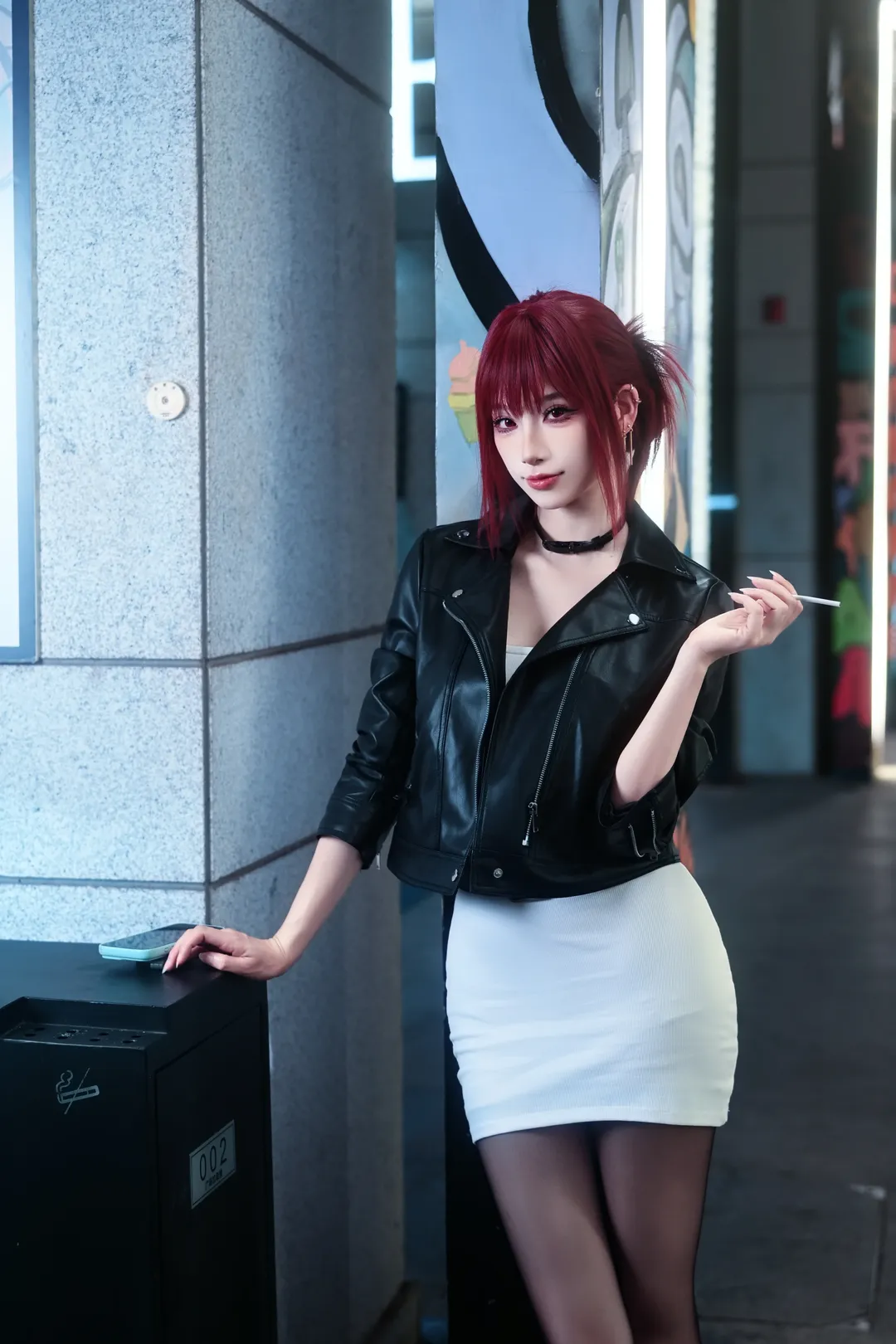 【田山小姐cos】红发皮衣与都市夜景的碰撞 - 第 3 张
