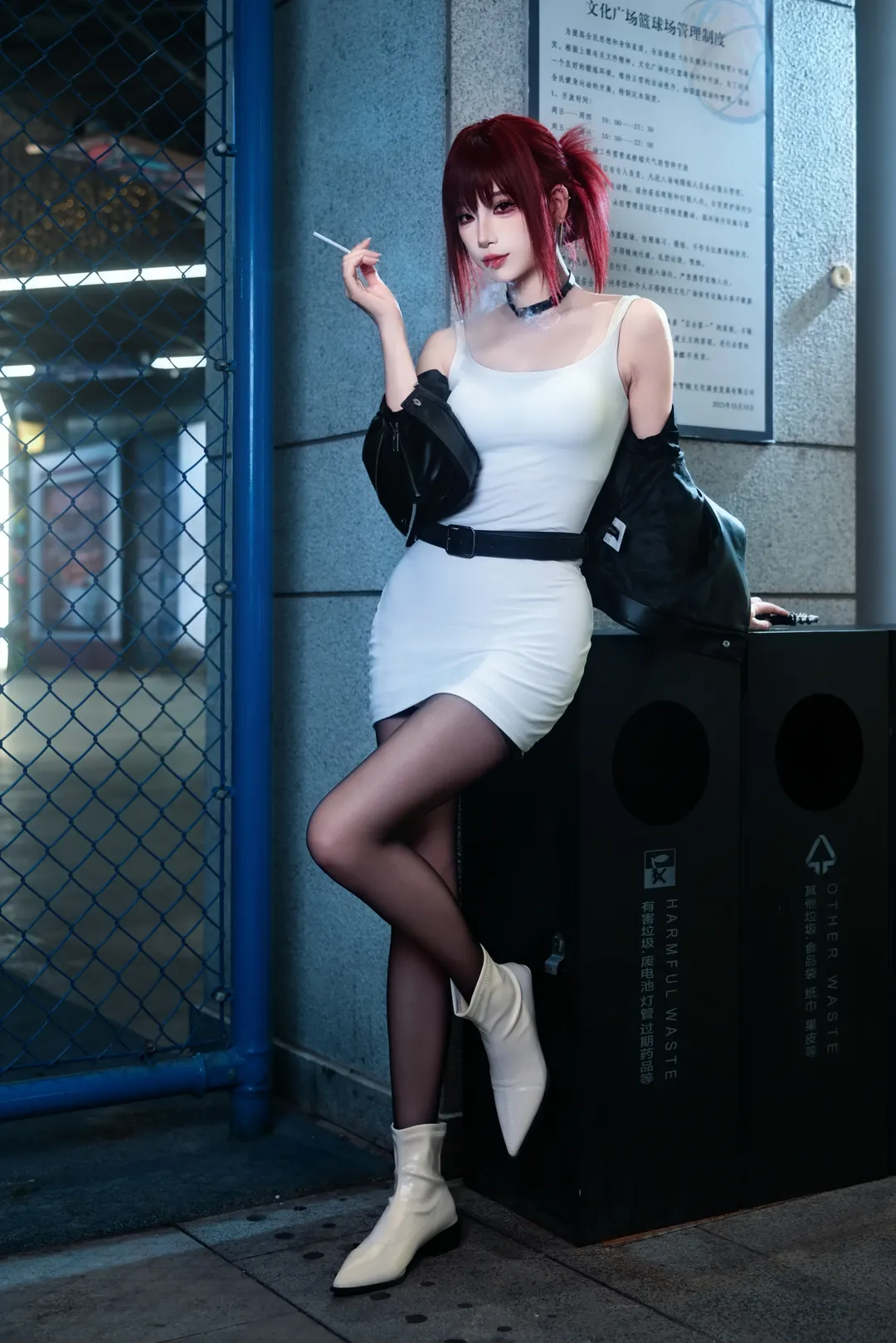 【田山小姐cos】红发皮衣与都市夜景的碰撞 - 第 6 张