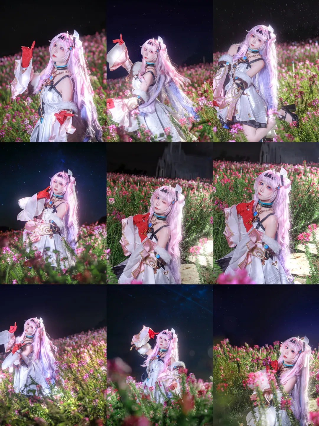 【达妮娅cos】鸣潮夜色蔷薇花海，夜景闪光灯下的氛围感 - 第 1 张