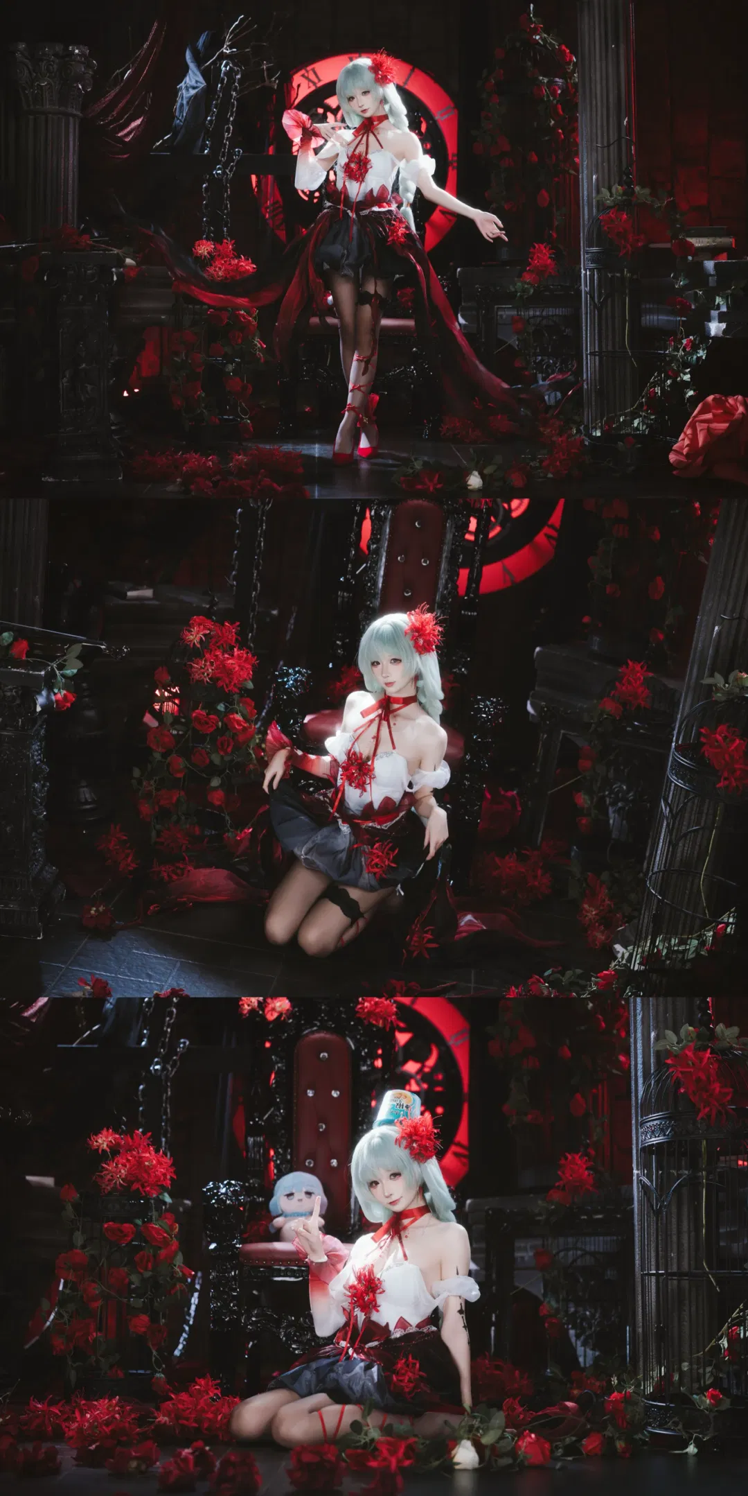 【弗洛洛cos】鸣潮歌剧幽灵，红黑哥特氛围感正片 - 第 5 张