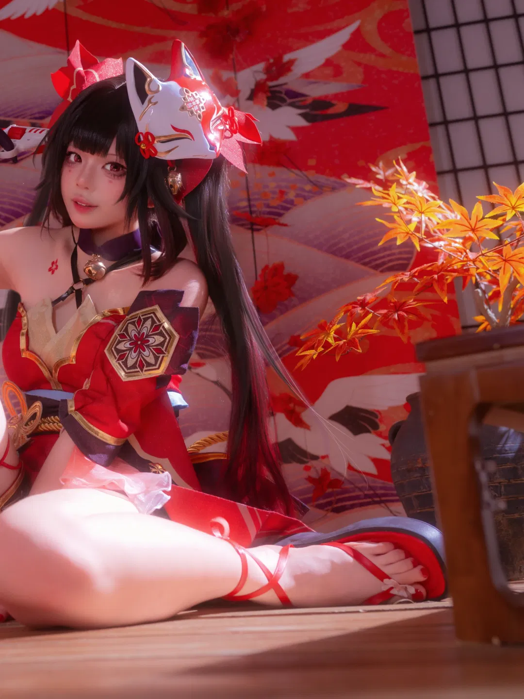 【花火cos】崩壞星穹鐵道 紅黑和風與狐狸面具的碰撞 - 第 2 張