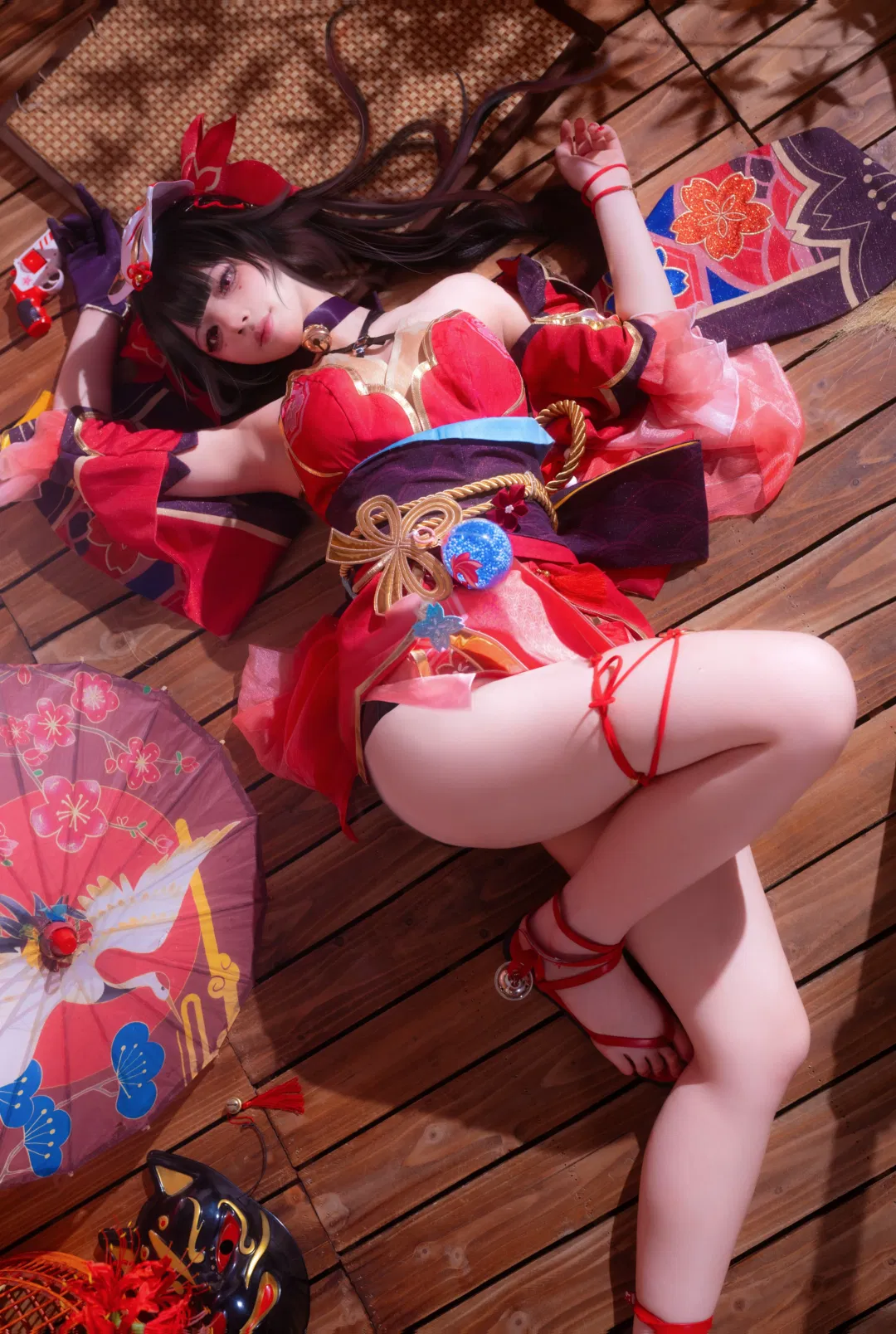 【花火cos】崩壞星穹鐵道 紅黑和風與狐狸面具的碰撞 - 第 3 張