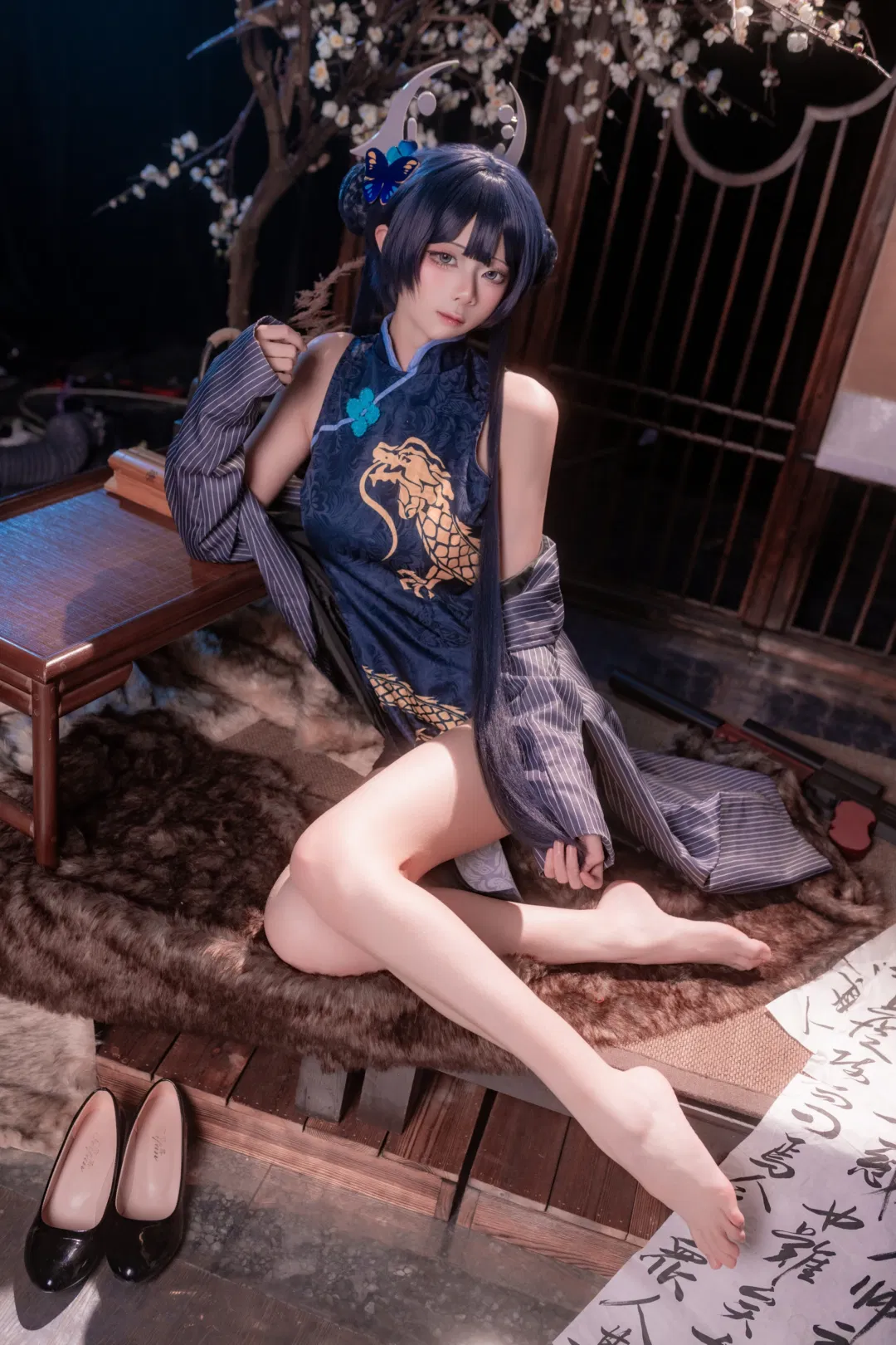 【妃咲cos】蔚蓝档案妃咲，复古中式风格与旗袍的碰撞 - 第 1 张