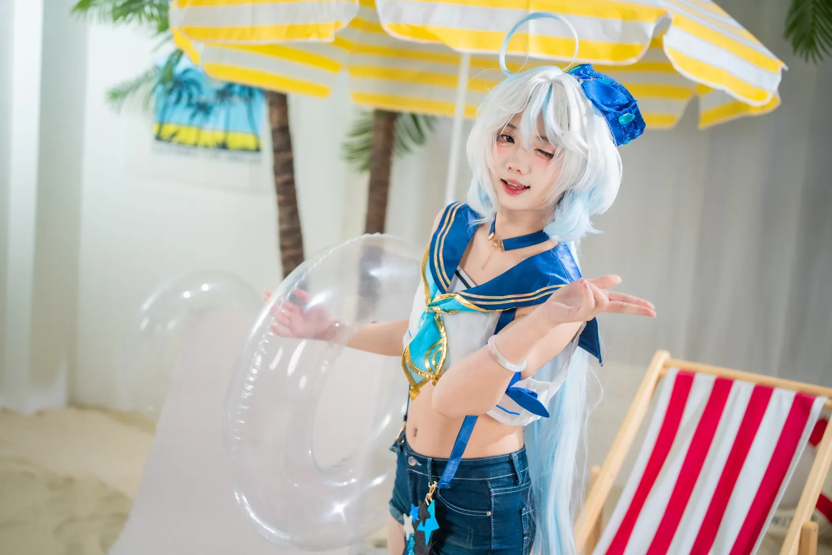 【芙宁娜cos】原神夏日泳装，海滨的清凉时刻 - 第 2 张