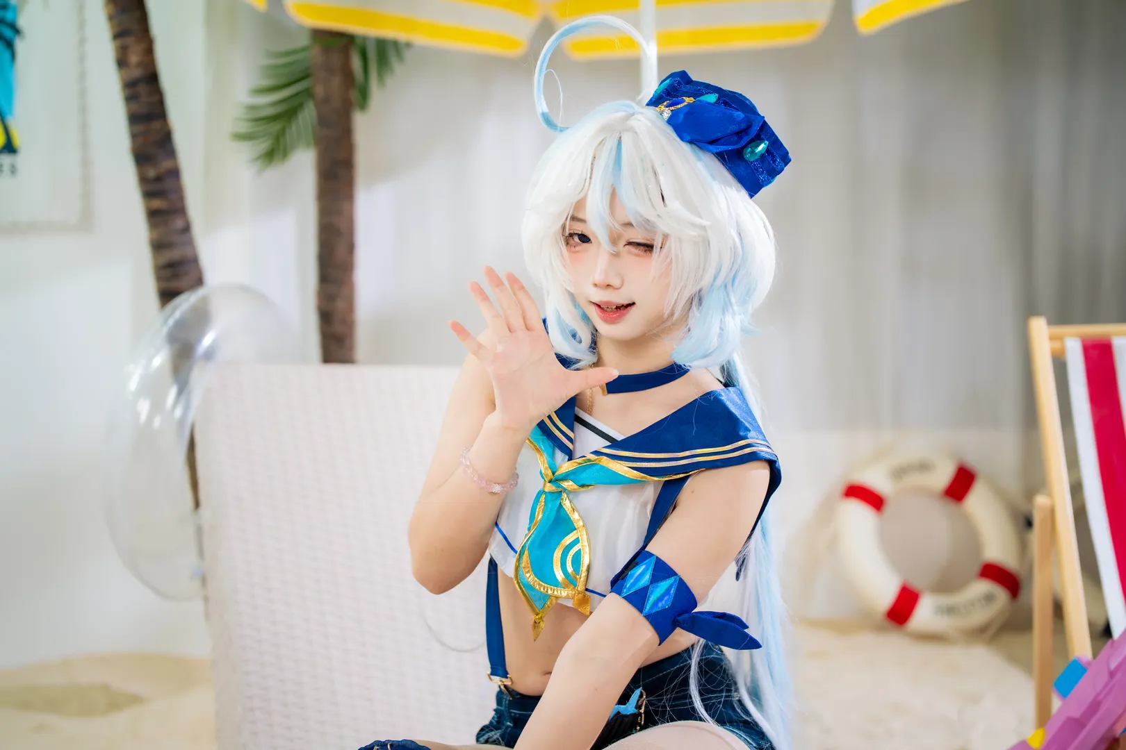 【芙宁娜cos】原神夏日泳装，海滨的清凉时刻 - 第 3 张