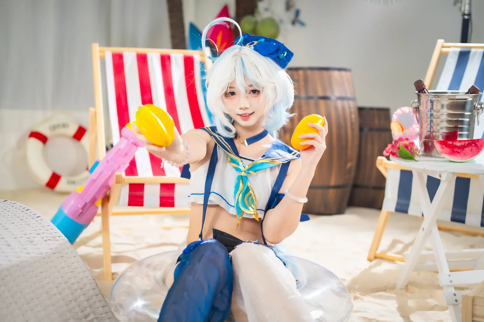 【芙宁娜cos】原神夏日泳装，海滨的清凉时刻 - 第 6 张