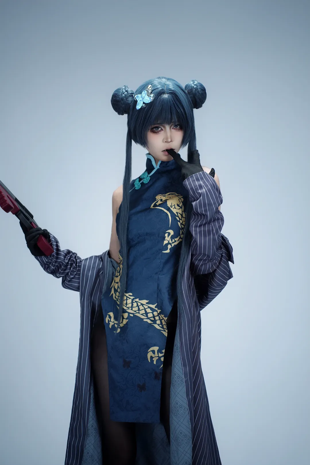 Ryuge Kisaki cosplay Blue Archive Shanyin Gate Director cheongsam Black stockings Cosplay white studio official photos - Image 2