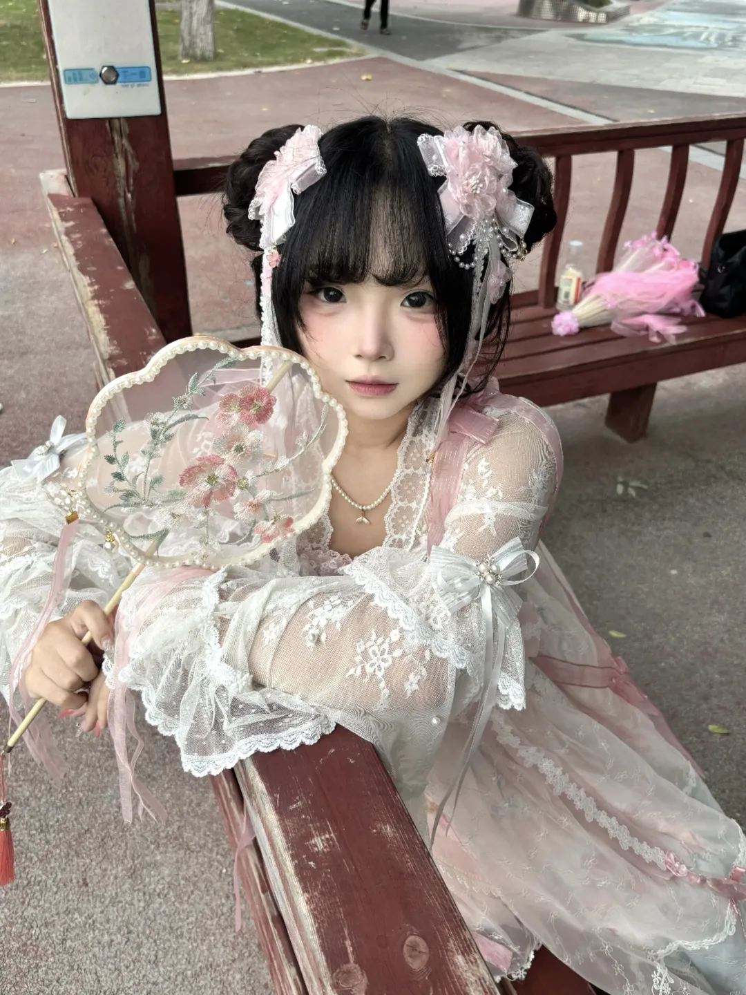 粉白中华风Lolita穿搭，桃与月太适合春日游园了 - 第 2 张