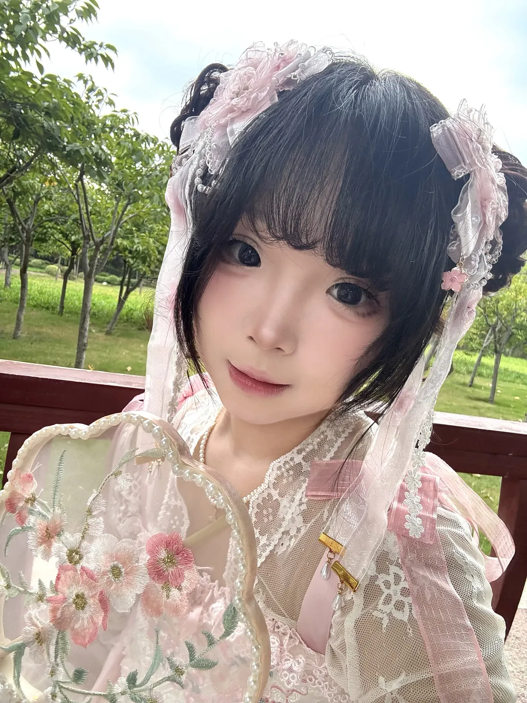 粉白中华风Lolita穿搭，桃与月太适合春日游园了 - 第 5 张