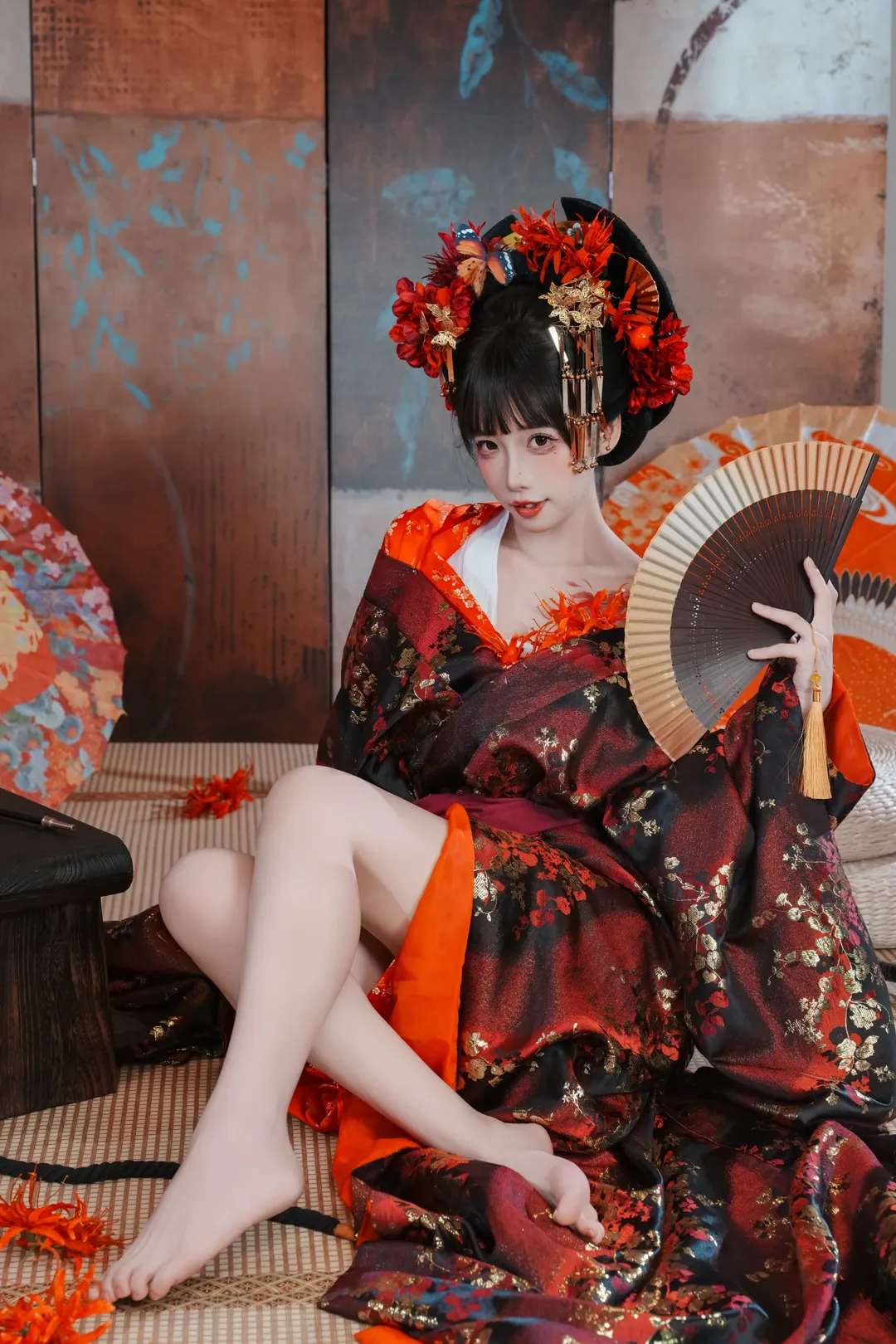 暗黑和风花魁写真 红黑金质感与鬼面武士刀的碰撞 - 第 14 张