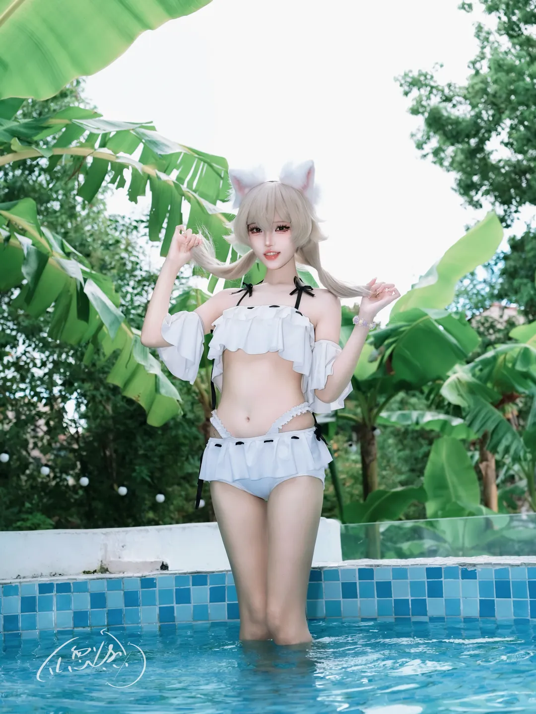 【日富美cos】蔚蓝档案小天使的夏日泳池清凉记录 - 第 2 张