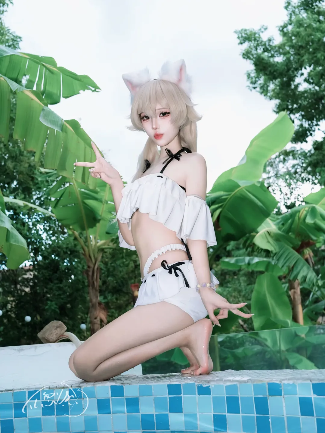 【日富美cos】蔚蓝档案小天使的夏日泳池清凉记录 - 第 3 张