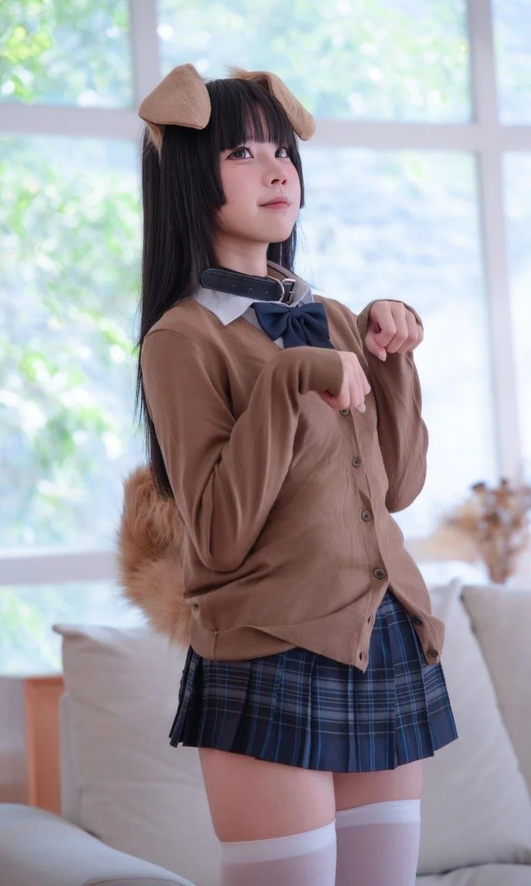 兽耳JK居家写真，慵懒午后的小狗日常 - 第 4 张