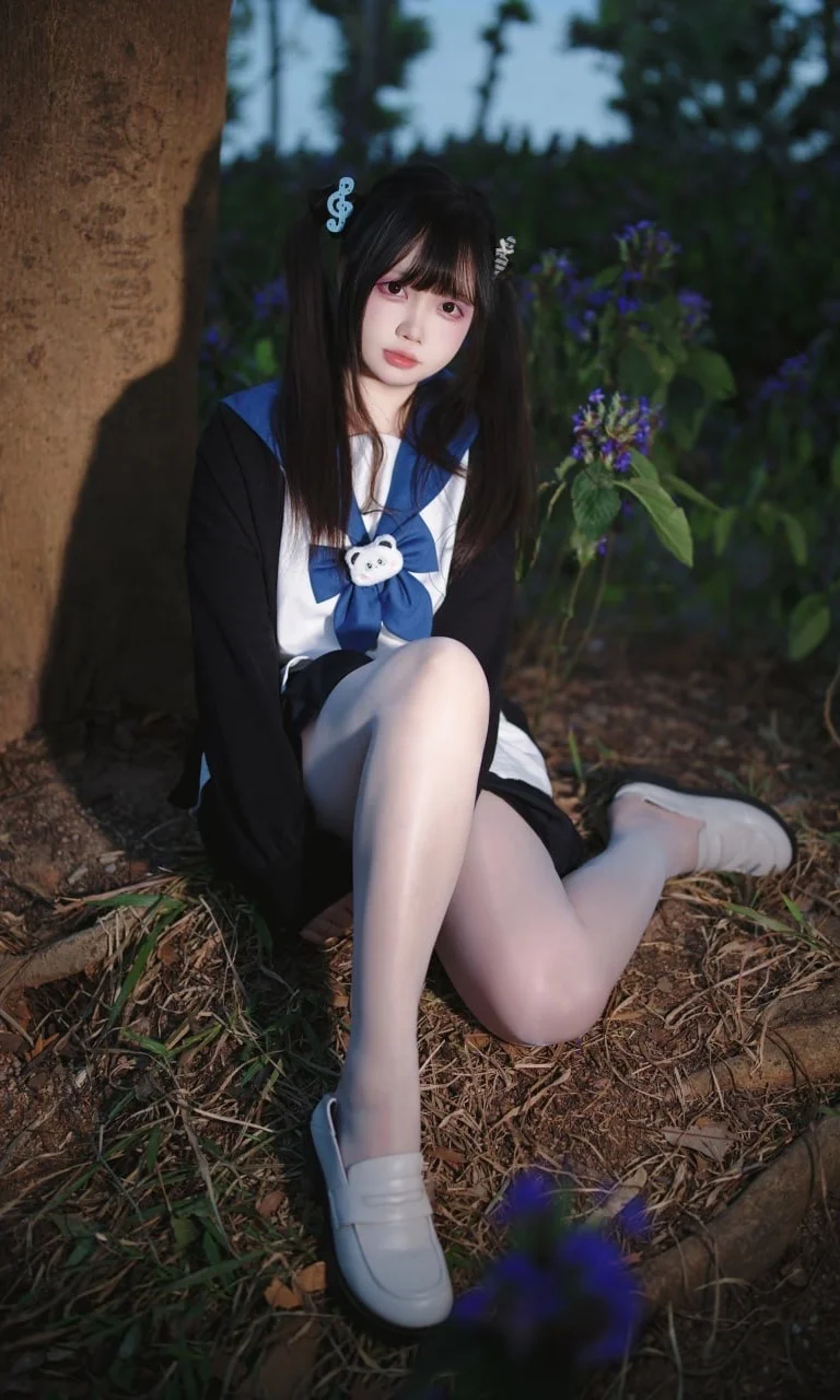 夜晚树林里的JK水手服写真 - 第 2 张