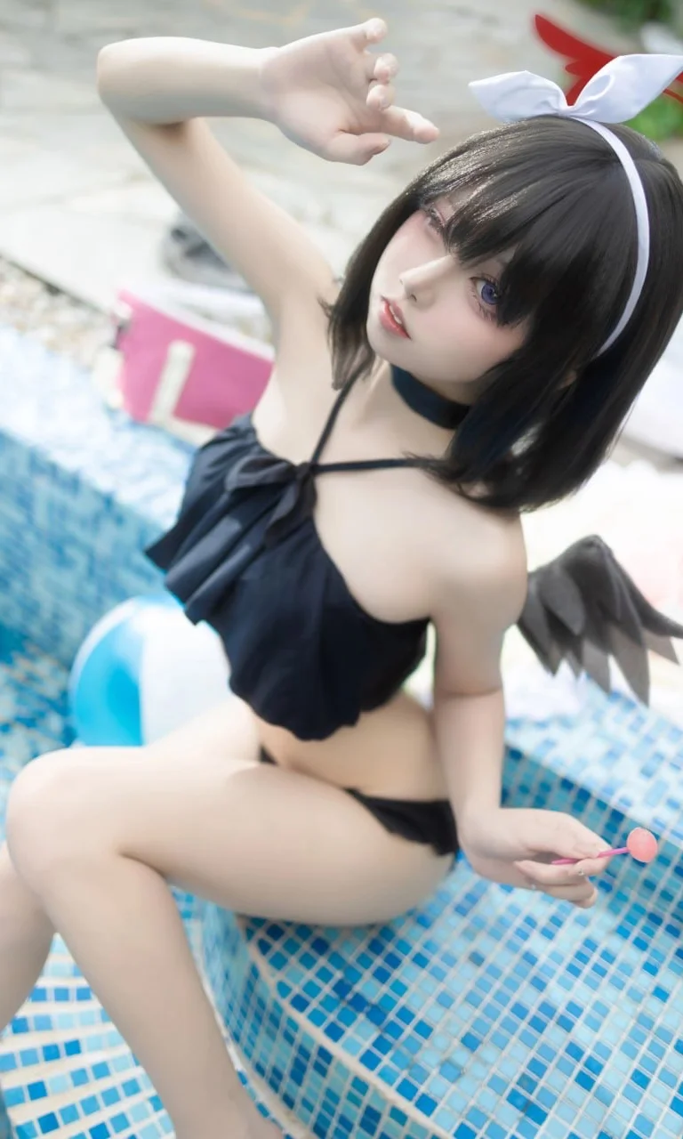 【静山真白cos】蔚蓝档案的盛夏泳池派对 - 第 1 张