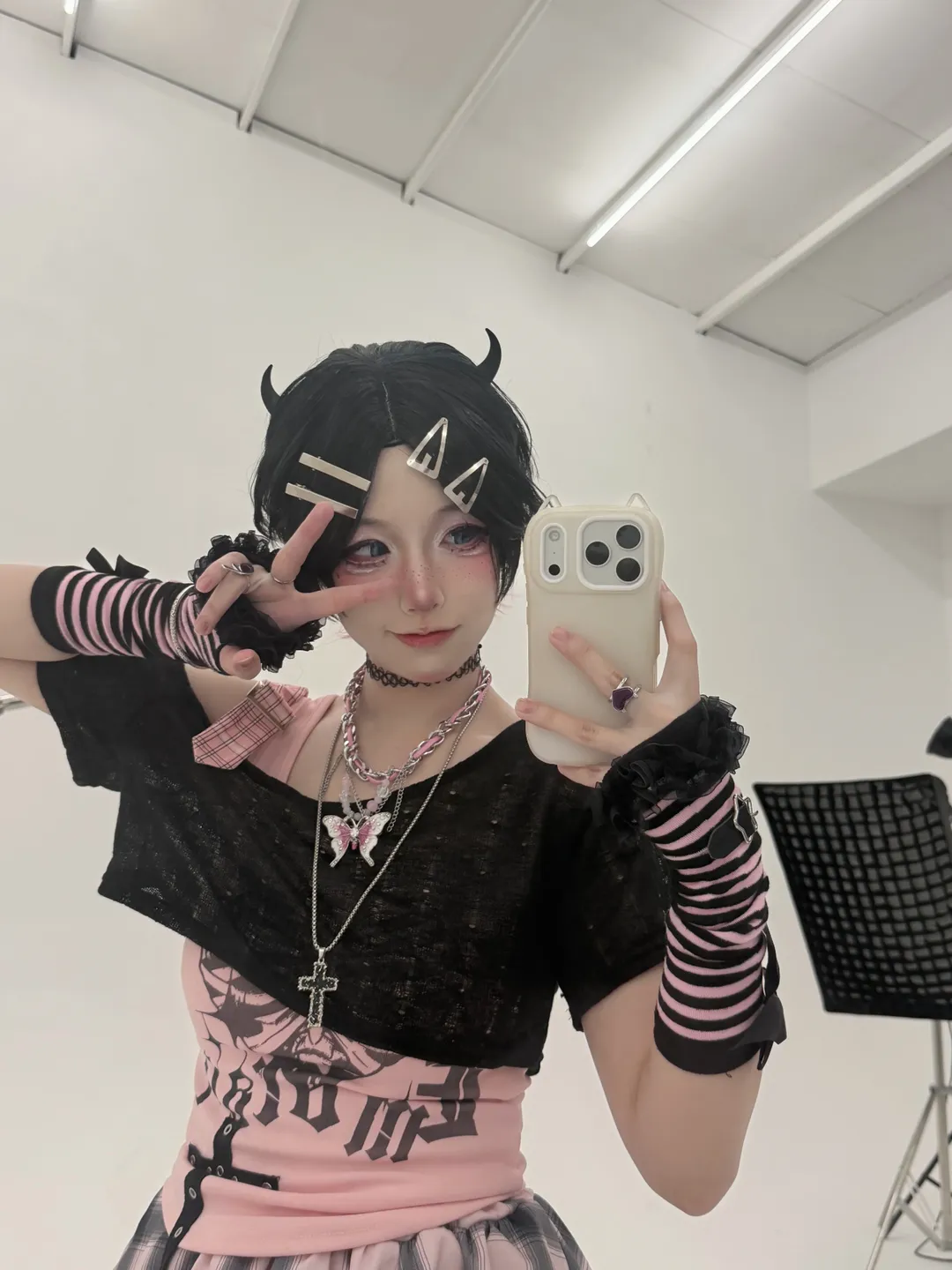 【暮蝶cos】无畏契约里的黑粉亚文化风，影棚拍摄纪实 - 第 5 张