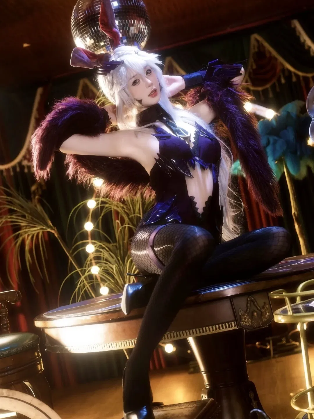 【黑枪呆cos】FGO暗夜兔女郎，紫绒兔耳与渔网袜的碰撞 - 第 3 张