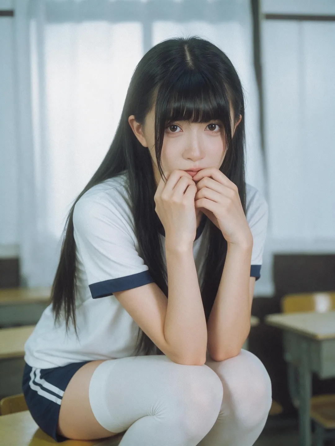教室里的胶片感运动服写真 - 第 1 张