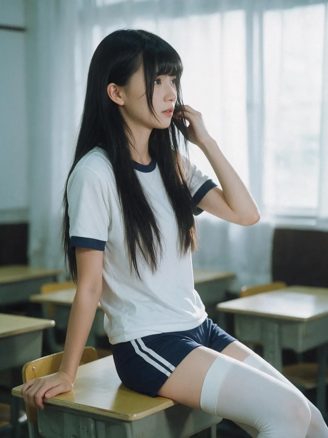 教室里的胶片感运动服写真 - 第 4 张