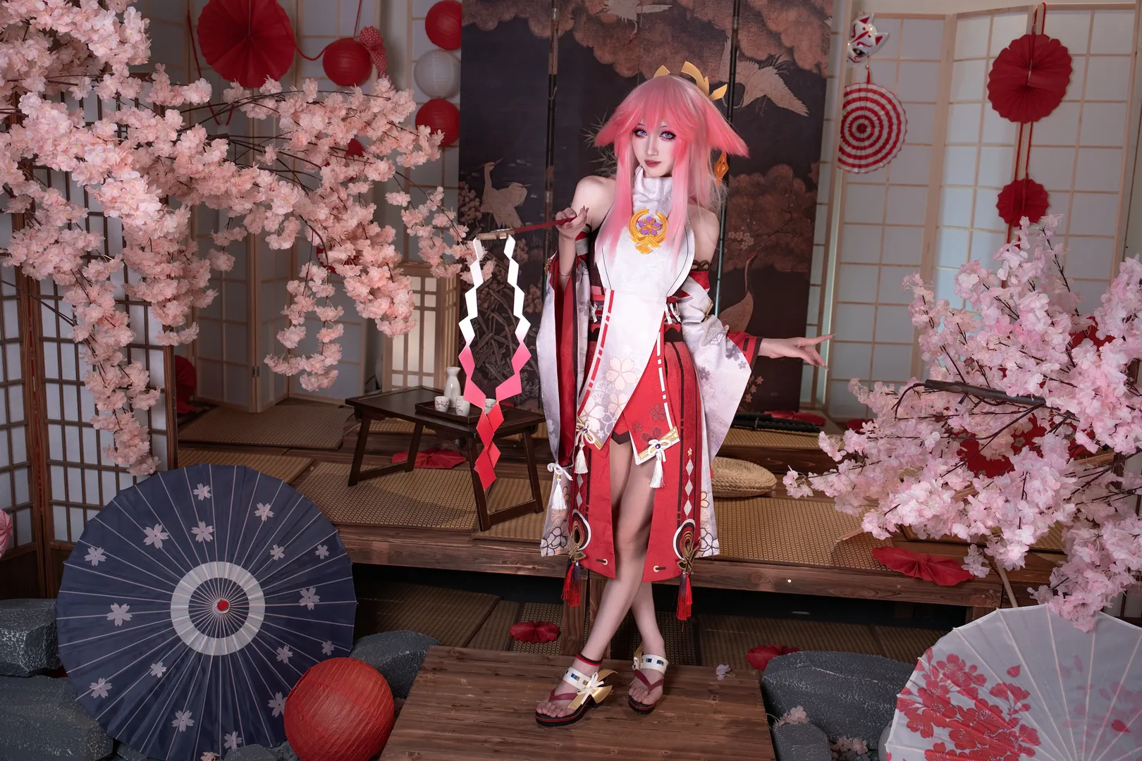 【八重神子cos】原神鸣神大社的粉色狐狸 - 第 2 张