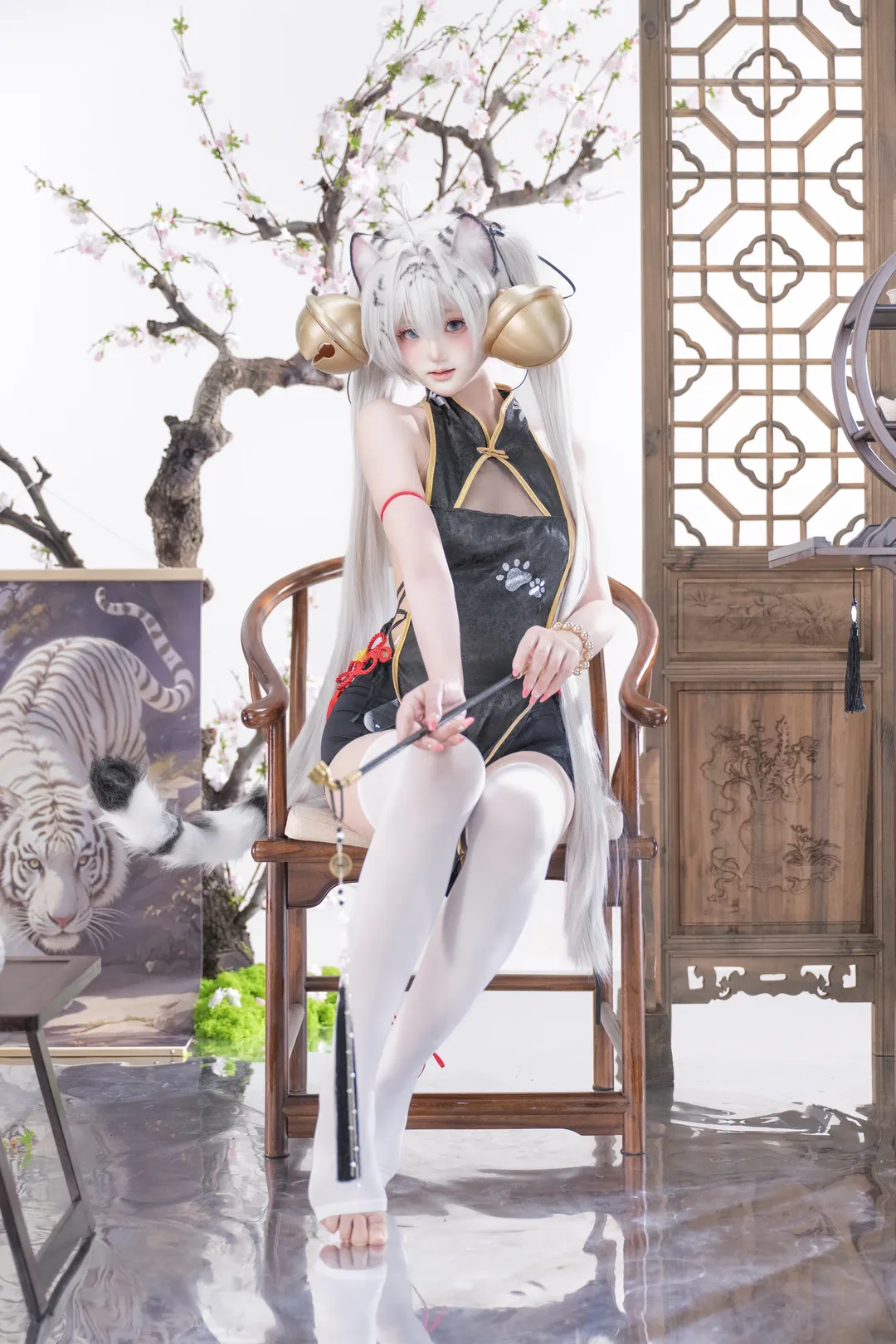 白虎娘cos 中式改良旗袍與白絲的魅力 - 第 4 張