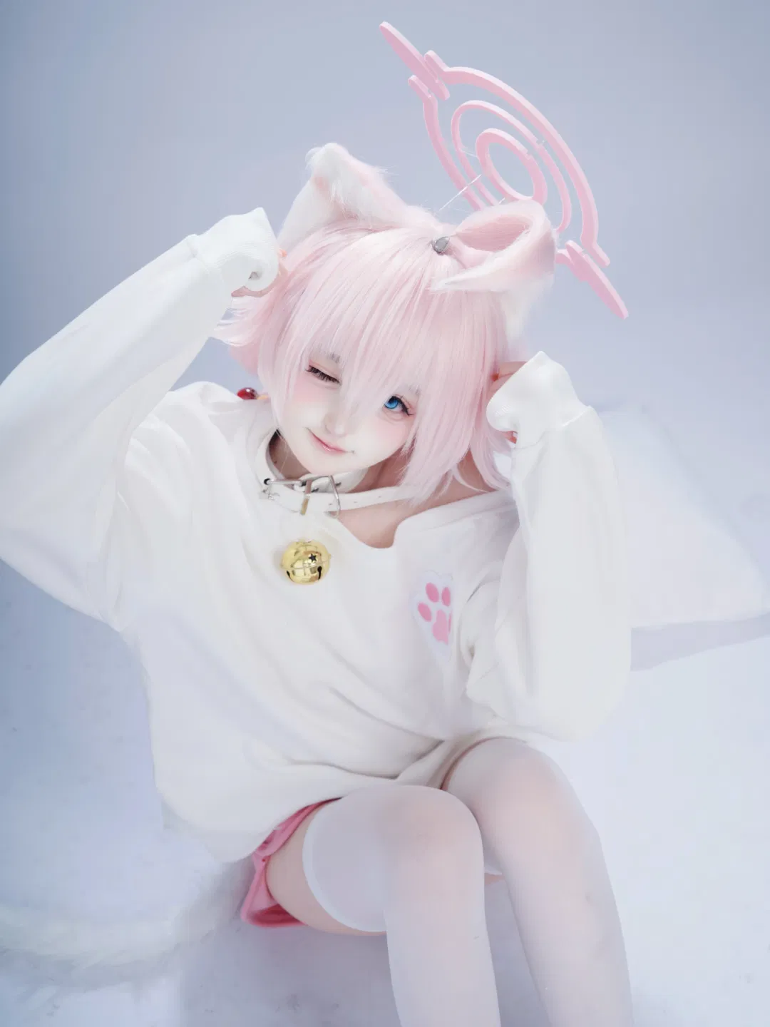 【小鸟游星野cos】蔚蓝档案里的粉色猫耳少女 - 第 1 张