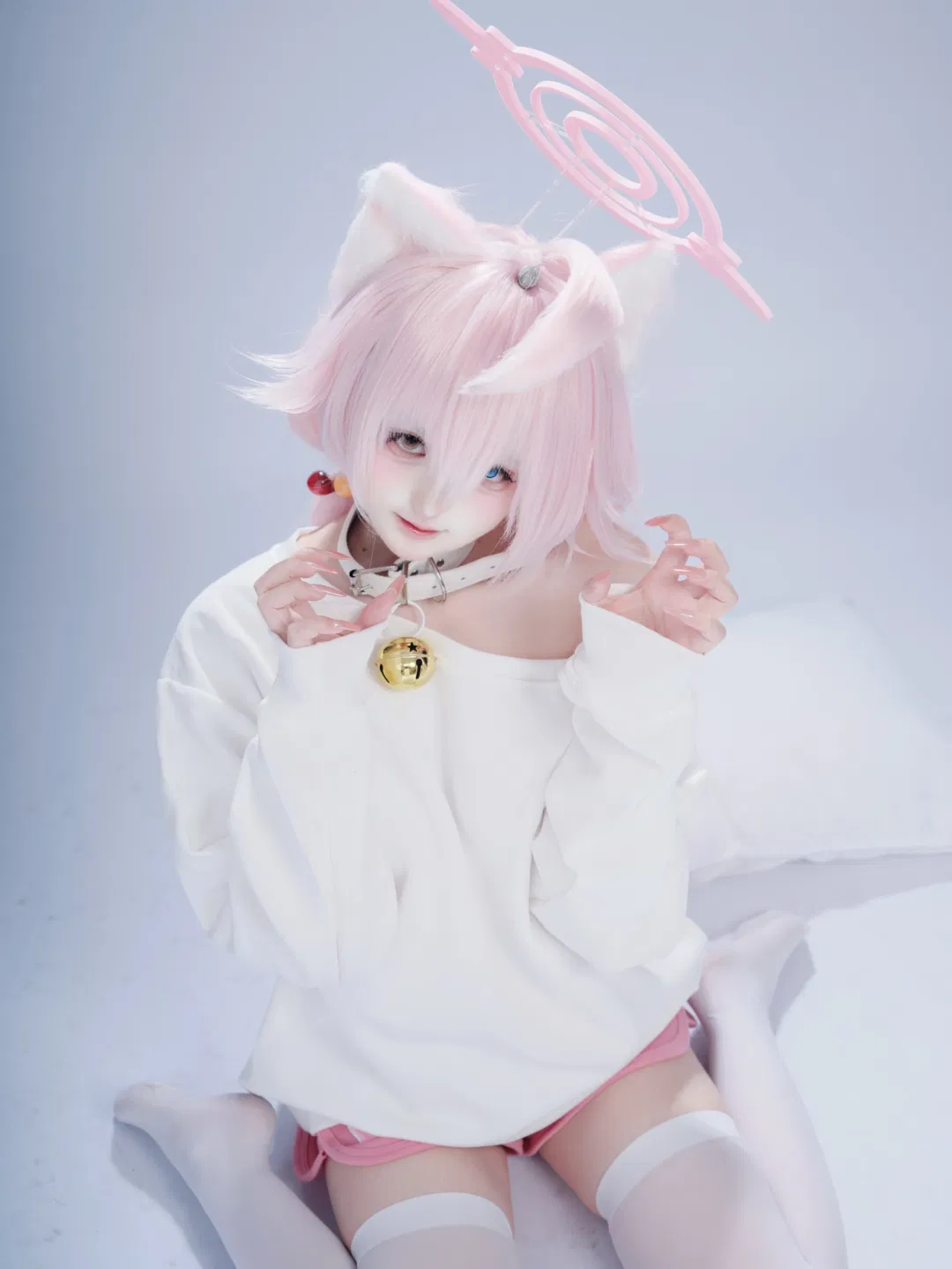 【小鸟游星野cos】蔚蓝档案里的粉色猫耳少女 - 第 2 张