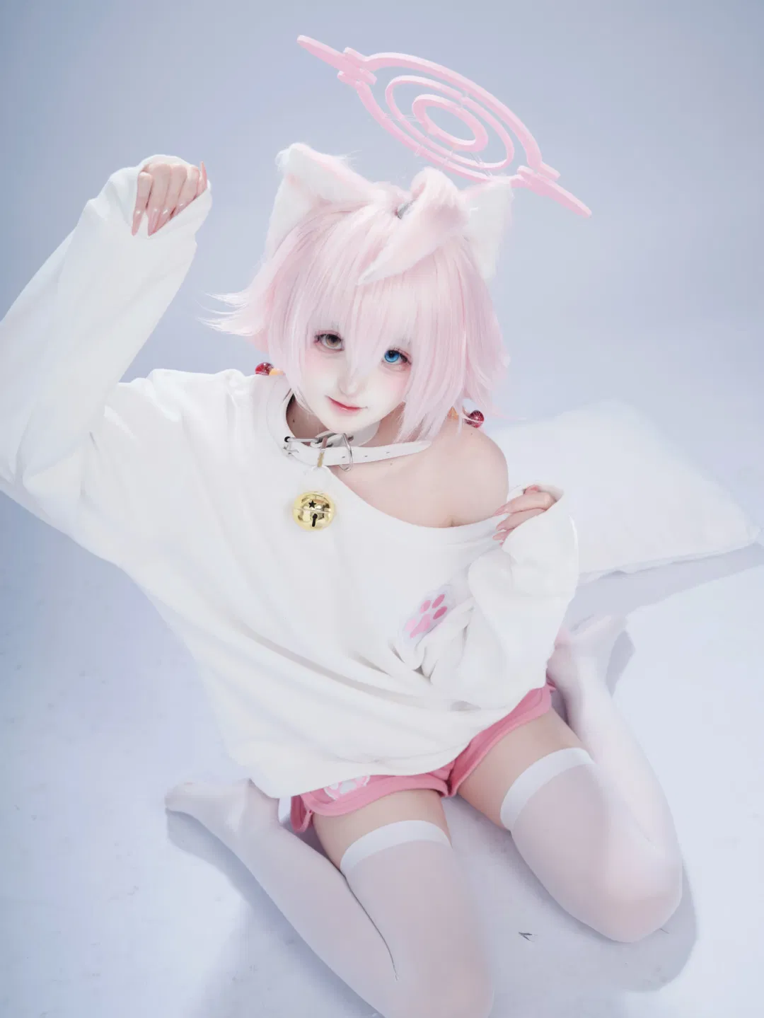 【小鸟游星野cos】蔚蓝档案里的粉色猫耳少女 - 第 3 张