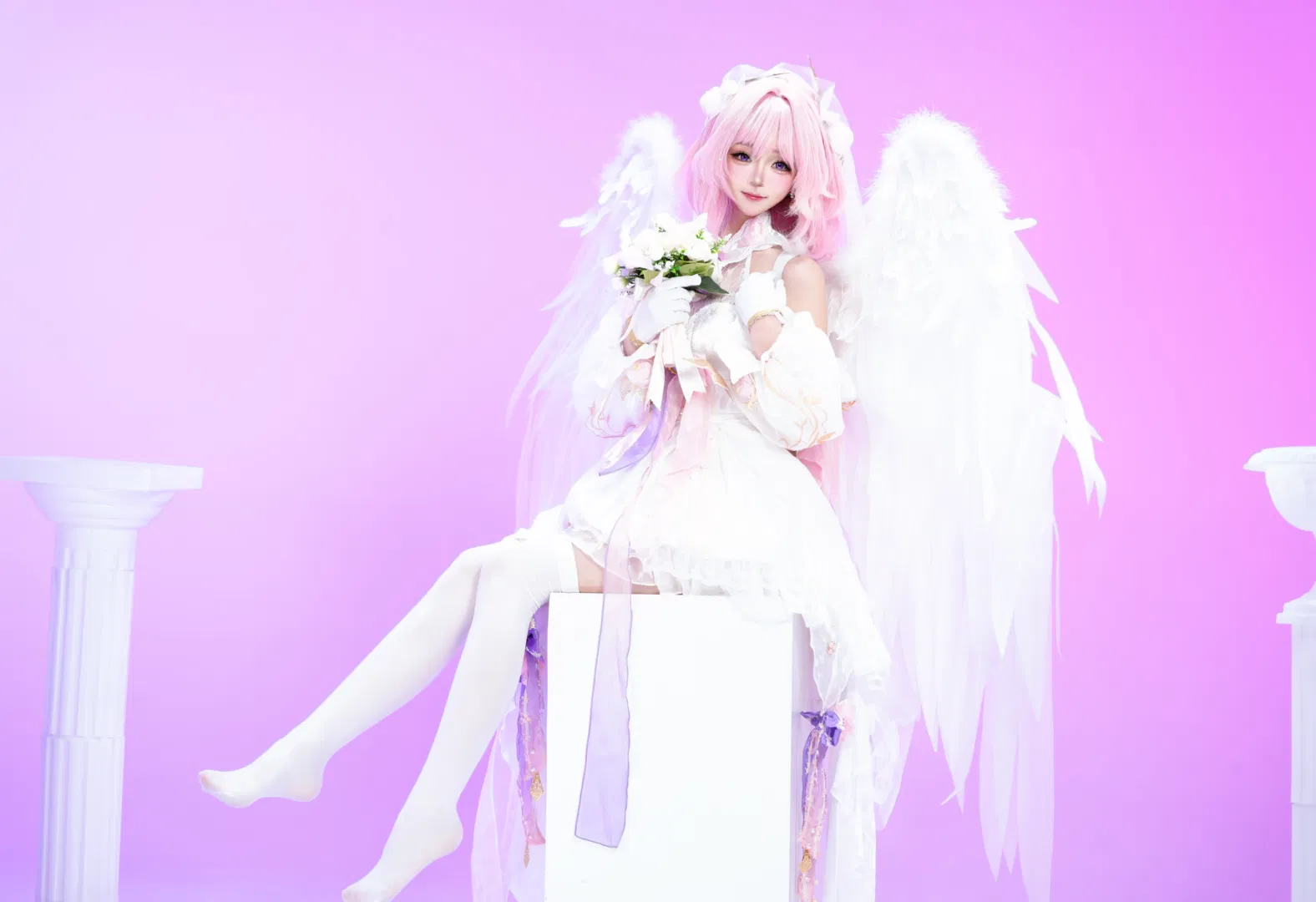 【爱莉希雅cos】崩坏三人之律者，纯白羽翼下的粉色妖精 - 第 6 张