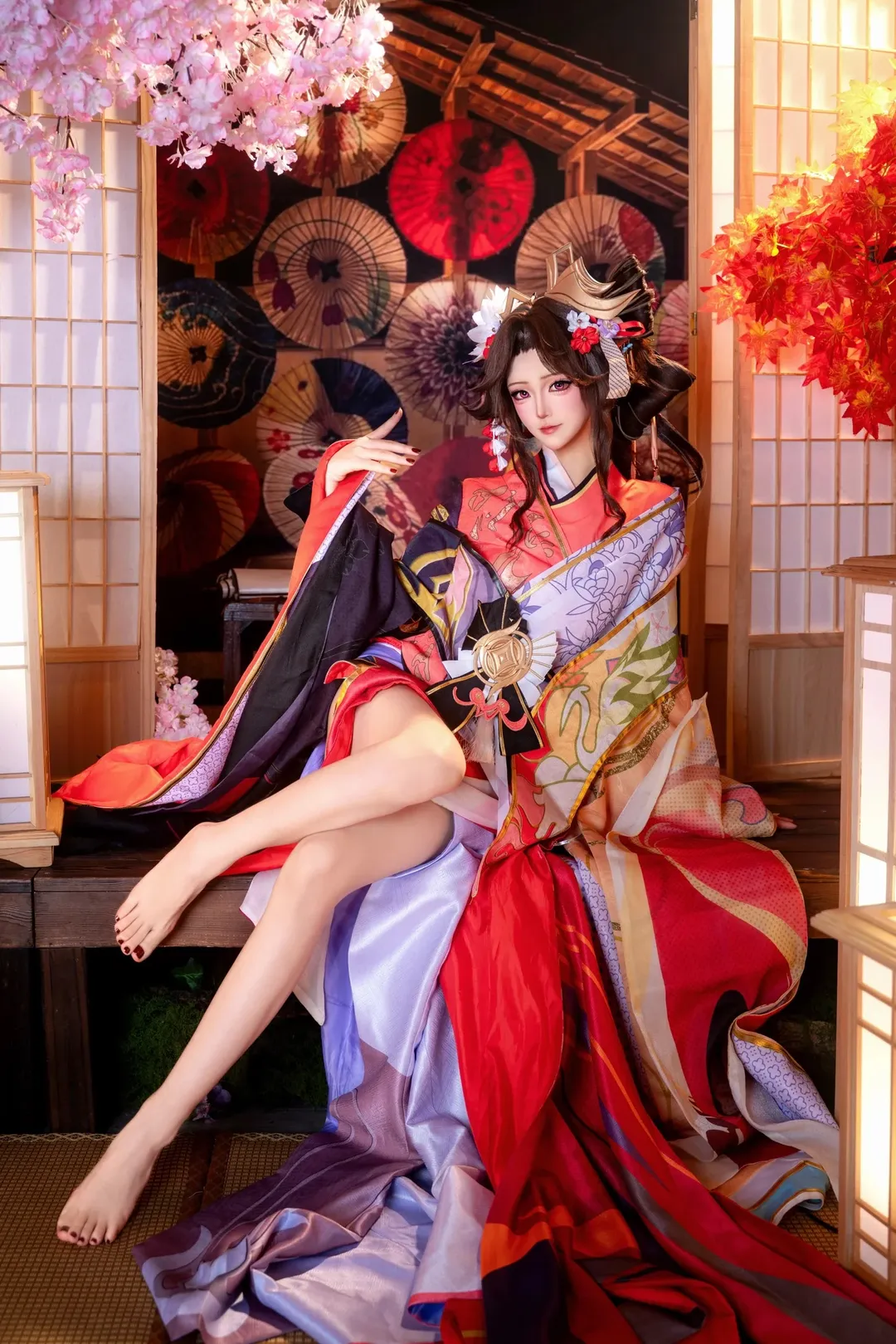 【不知火舞cos】王者榮耀花合鬥閃光形態，紅傘下的華麗呈現 - 第 1 張