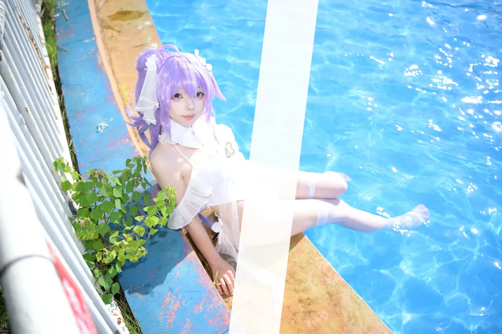 【独角兽cos】碧蓝航线独角兽的夏日泳池与沙滩白丝写真 - 第 2 张
