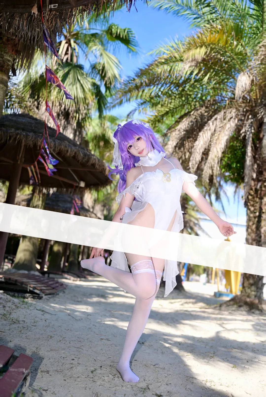 【独角兽cos】碧蓝航线独角兽的夏日泳池与沙滩白丝写真 - 第 4 张