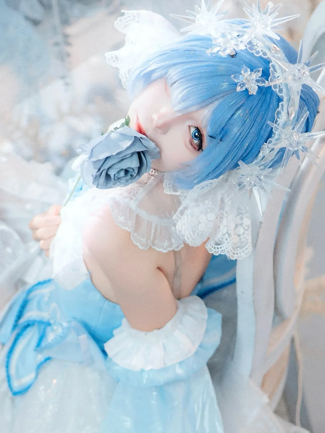 【蕾姆cos】冰晶头饰与蓝色礼服的梦幻拍摄记录 - 第 1 张