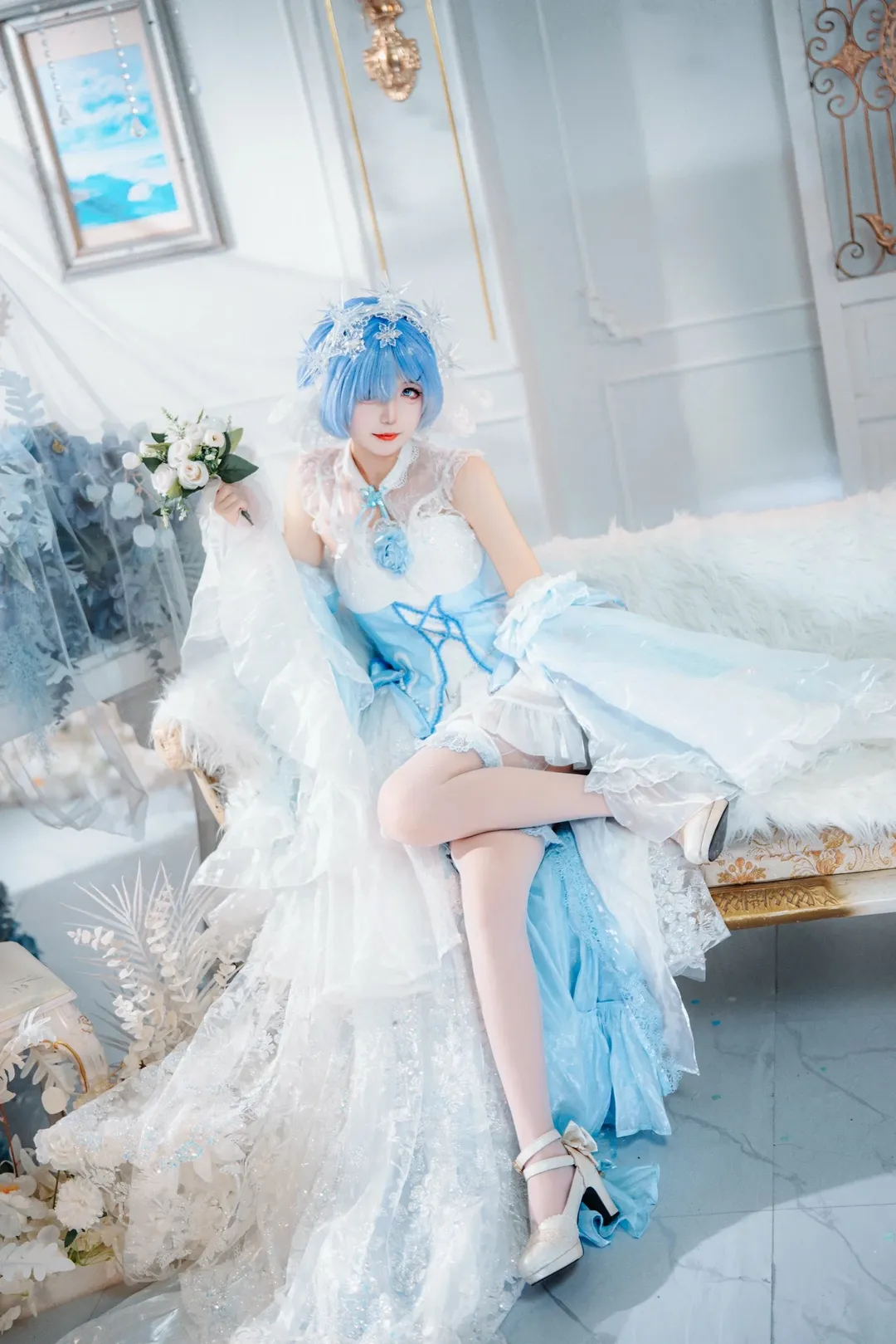 【蕾姆cos】冰晶头饰与蓝色礼服的梦幻拍摄记录 - 第 2 张