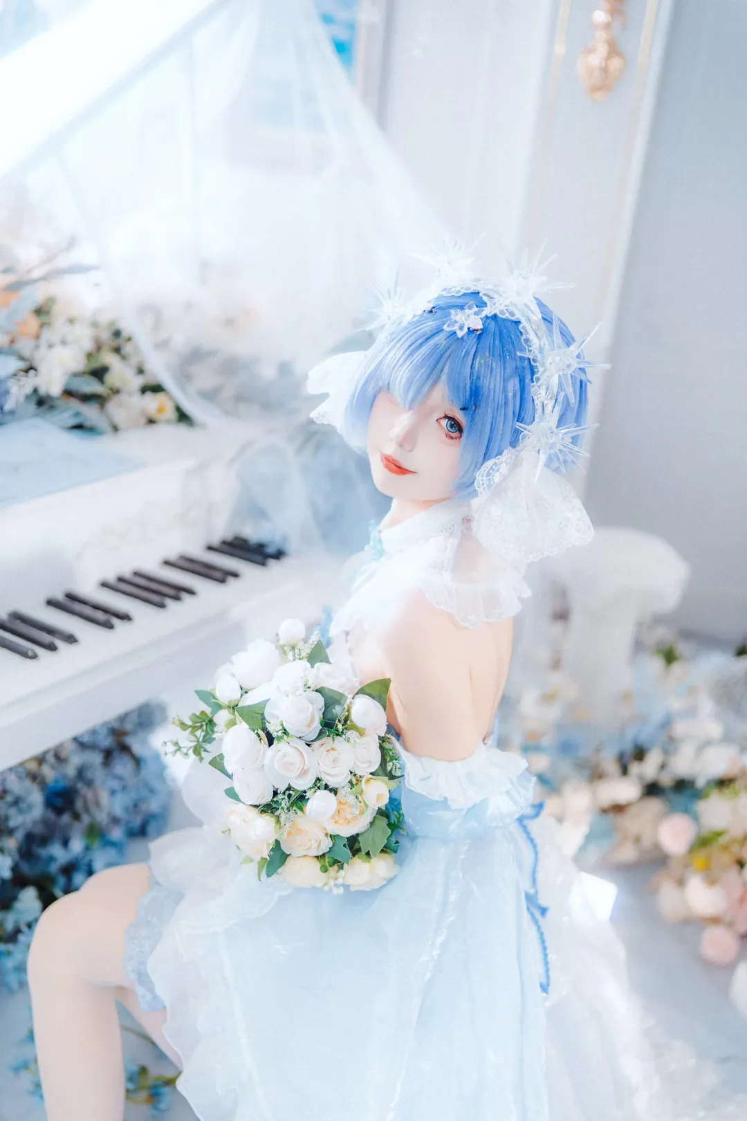 【蕾姆cos】冰晶头饰与蓝色礼服的梦幻拍摄记录 - 第 3 张