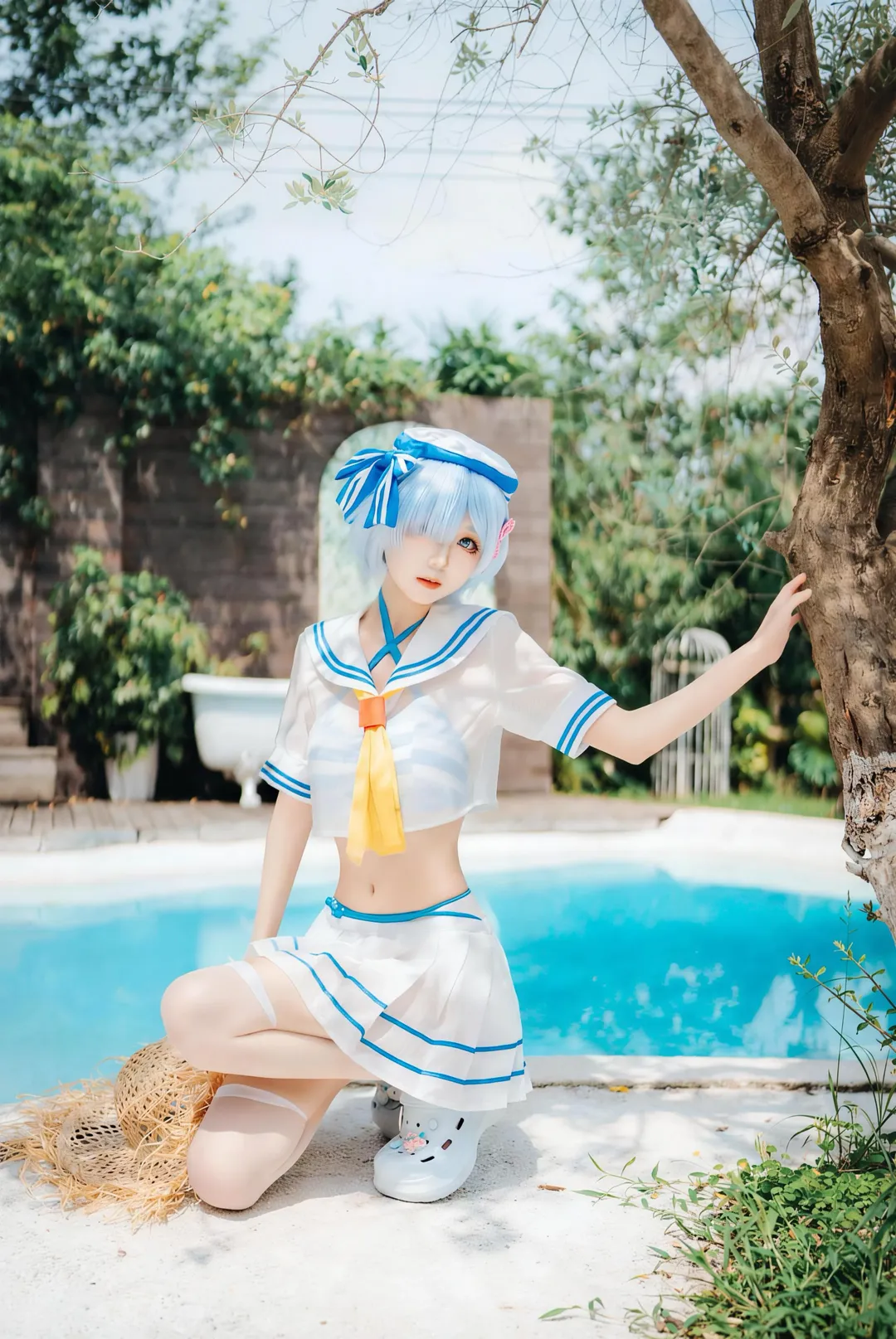 【蕾姆cos】夏日泳池边的水着蕾姆，一起来玩水吧 - 第 1 张
