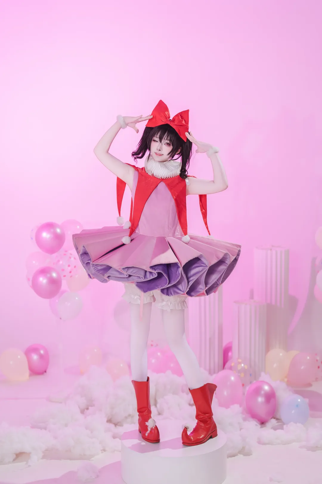 【矢泽妮可cos】粉色梦幻泡泡里的红蝴蝶结小偶像 - 第 8 张