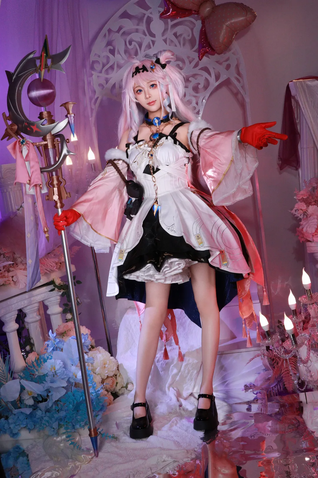鸣潮cos 粉发魔法少女的华丽棚拍 - 第 3 张