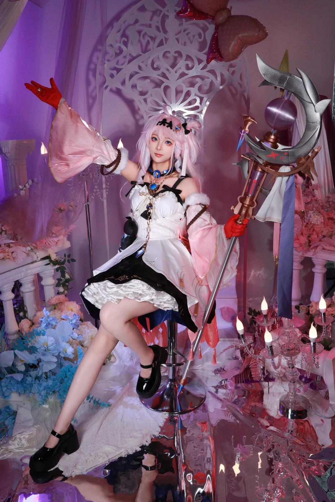 鸣潮cos 粉发魔法少女的华丽棚拍 - 第 4 张