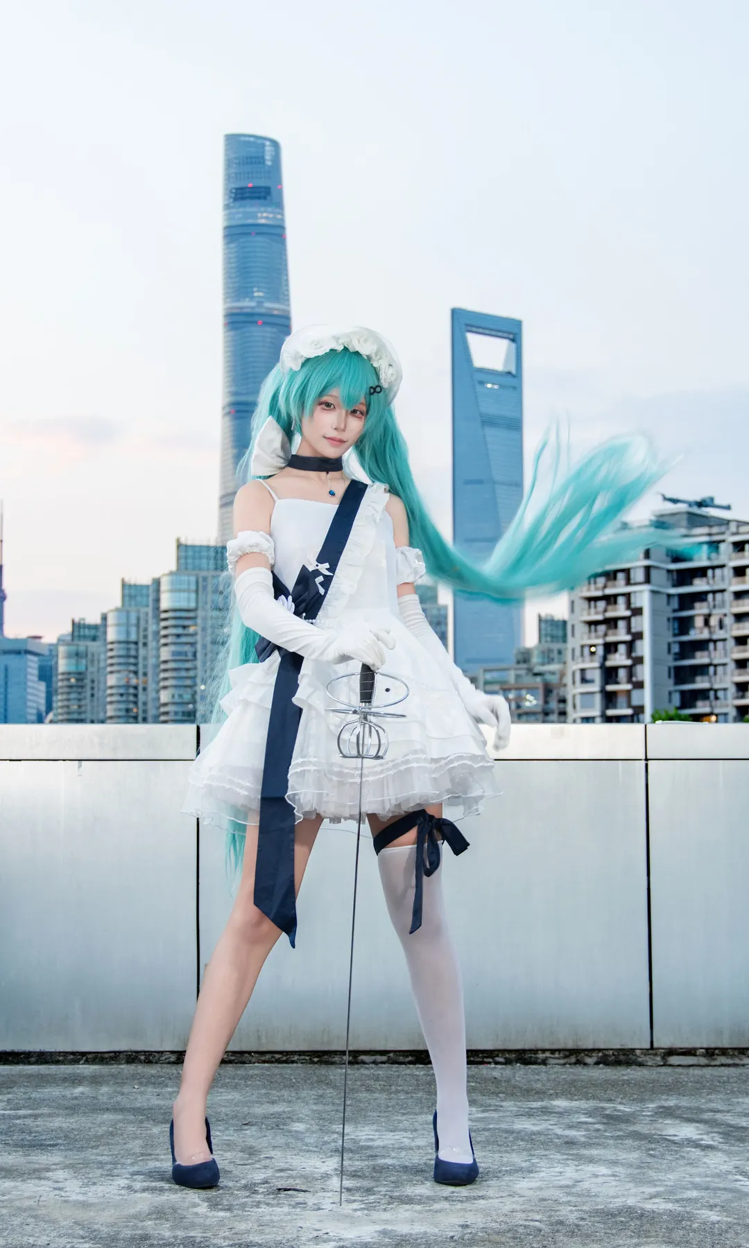 【初音未來cos】VOCALOID公主騎士，天台之上的劍氣 - 第 1 張