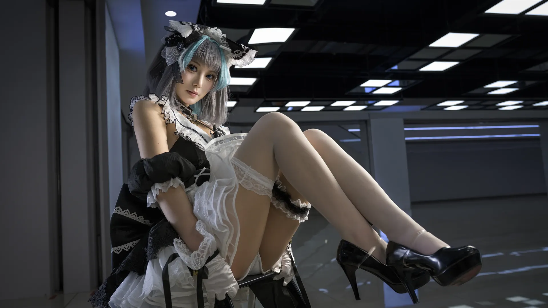柴郡貓cos 黑白洛麗塔女僕與藍調貓系少女 - 第 2 張