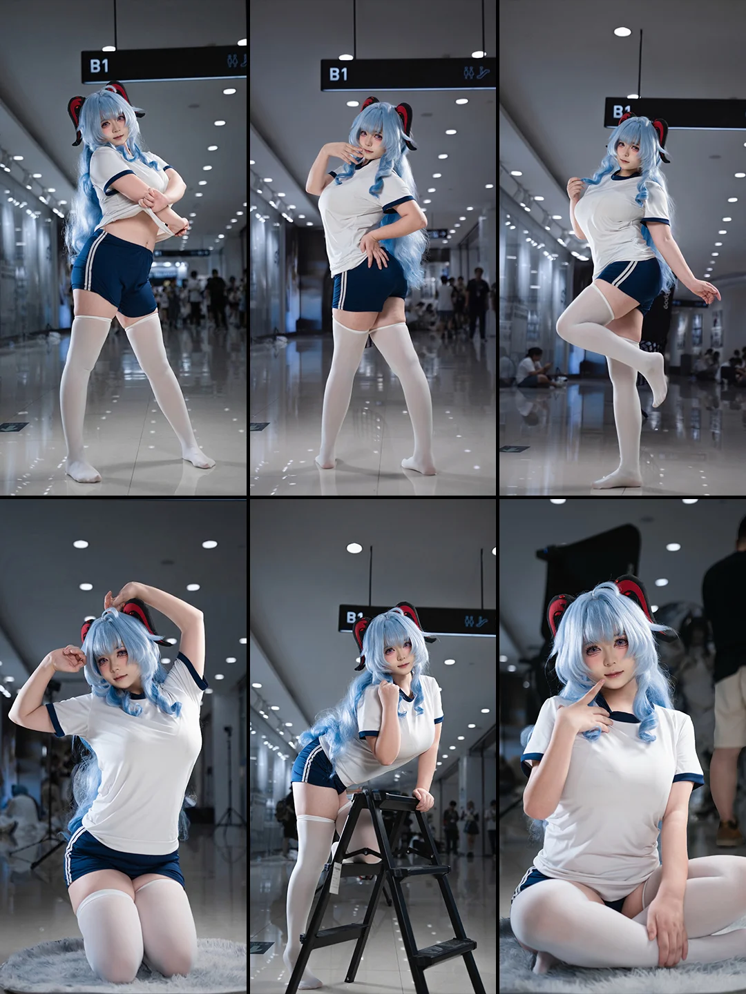 【甘雨cos】原神甘雨体操服场照动作分享 - 第 1 张