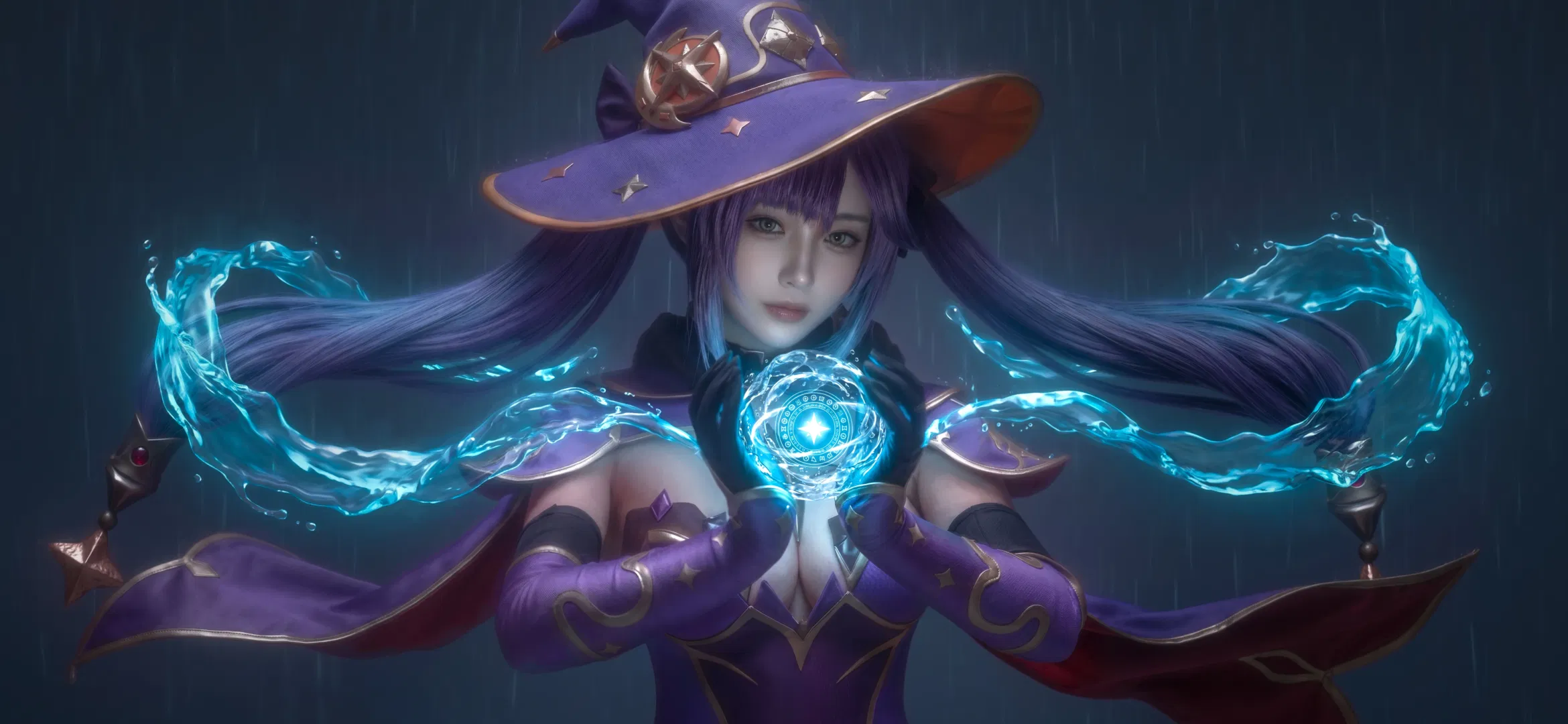 【莫娜cos】原神水系魔法师，雨中占卜星空下的命运 - 第 1 张