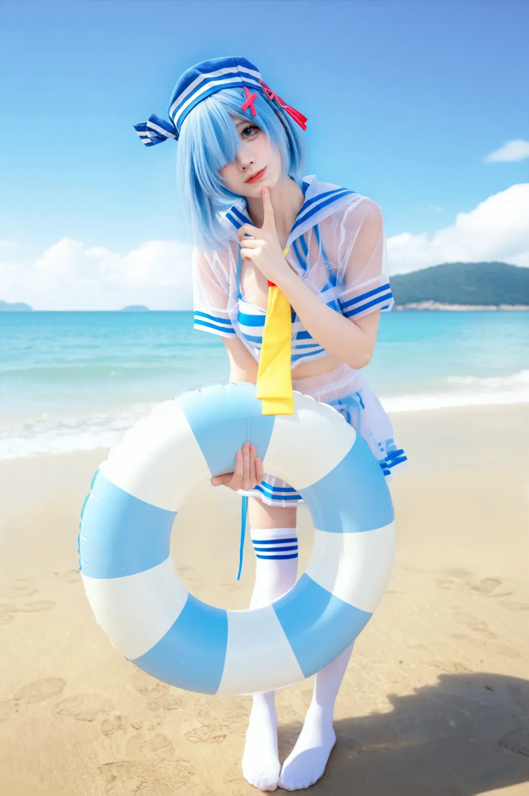 【蕾姆cos】夏日海边顶风拍摄的清凉日常 - 第 5 张