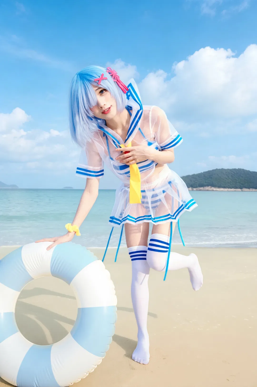 【蕾姆cos】夏日海边顶风拍摄的清凉日常 - 第 6 张