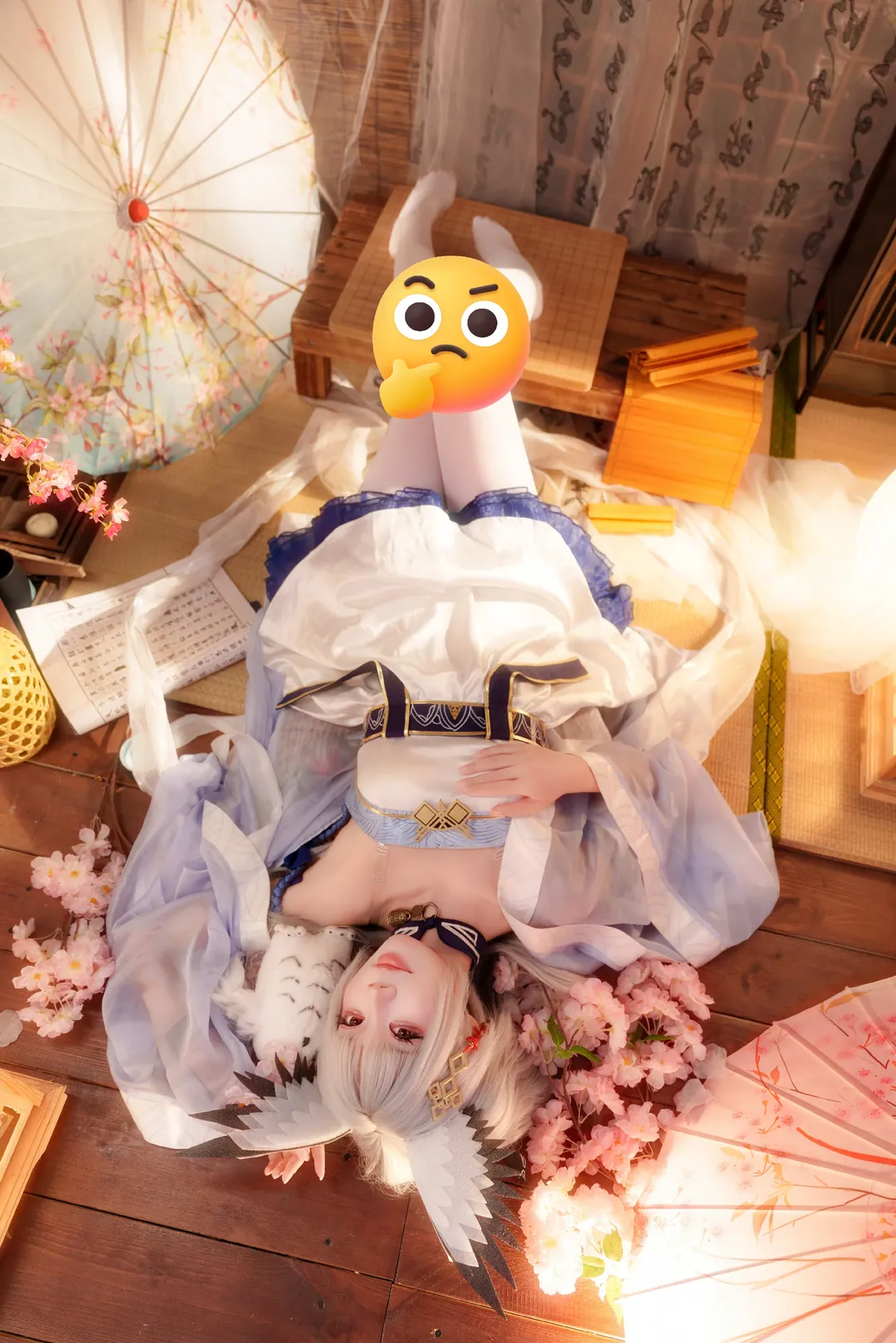 【白面鸮cos】明日方舟扶云间 抚琴卧榻的古风少女 - 第 1 张