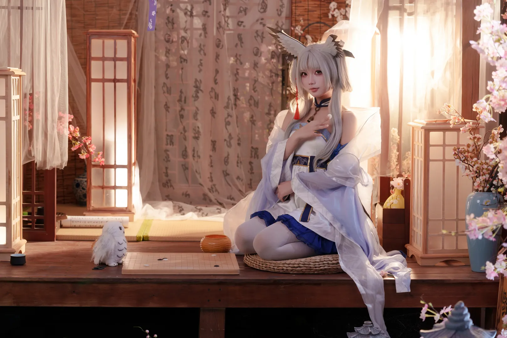 【白面鸮cos】明日方舟扶云间 抚琴卧榻的古风少女 - 第 4 张